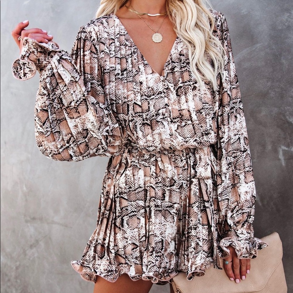 VICI adrenaline snake print pleated romper